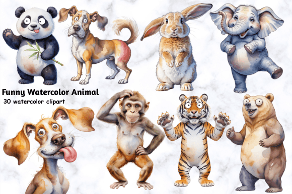 Download Funny Watercolor Animal PNG Bundle - Watercolor animal png Collection