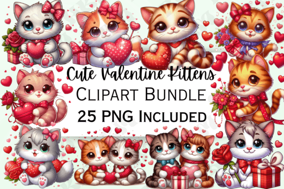 Download Cute Valentine's Day Kitten Clipart - Premium Resources