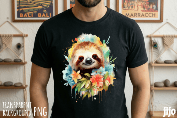 Download Sloth Floral Watercolor Animal PNG - Watercolor animal png Collection