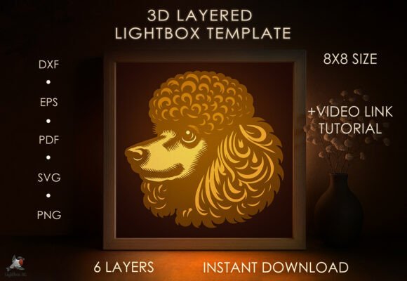 Download Poodle Dog Shadow Box SVG DXF Template - Dxf template Collection